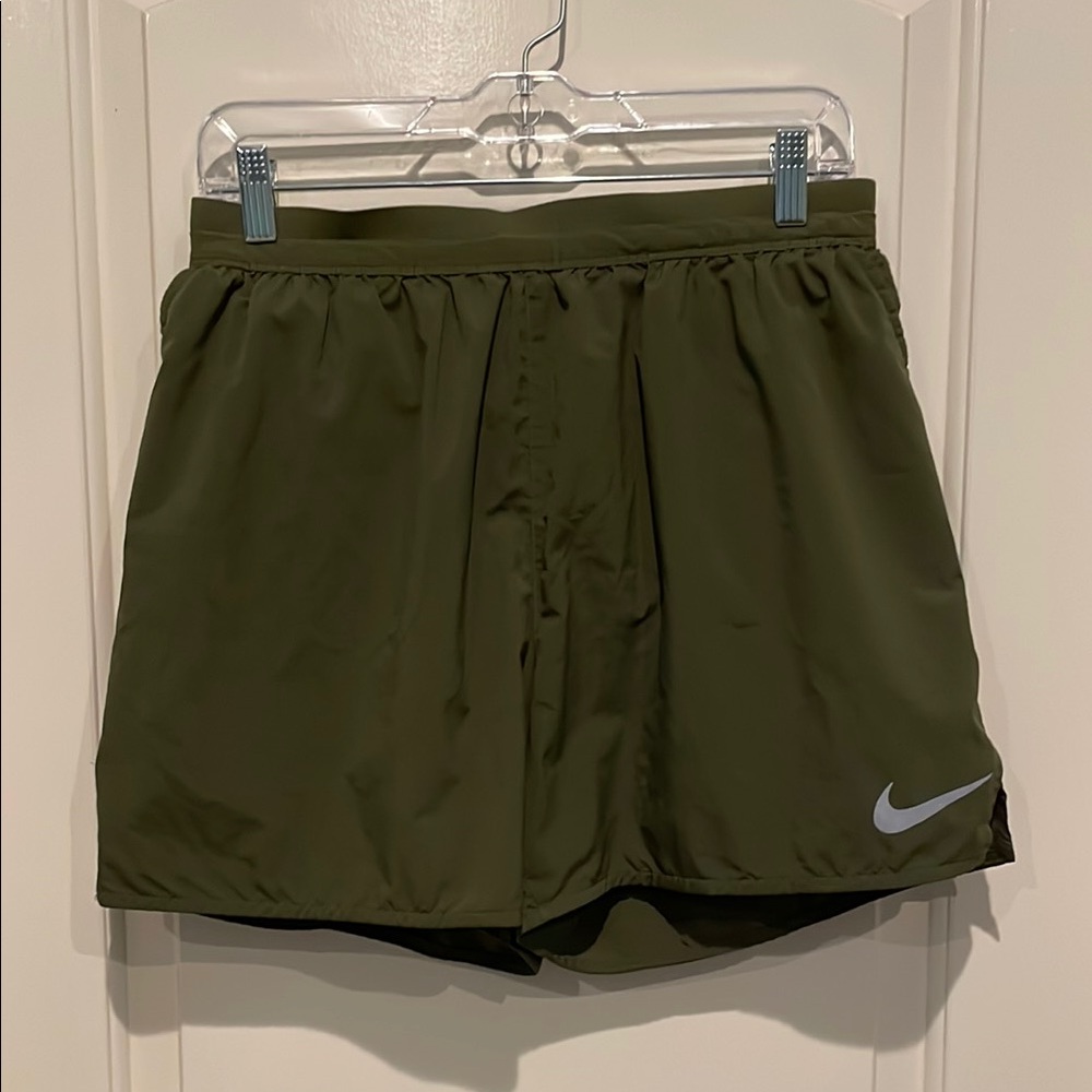 Nike Men's Olive Green Athletic Performance Running Shorts, Size Large